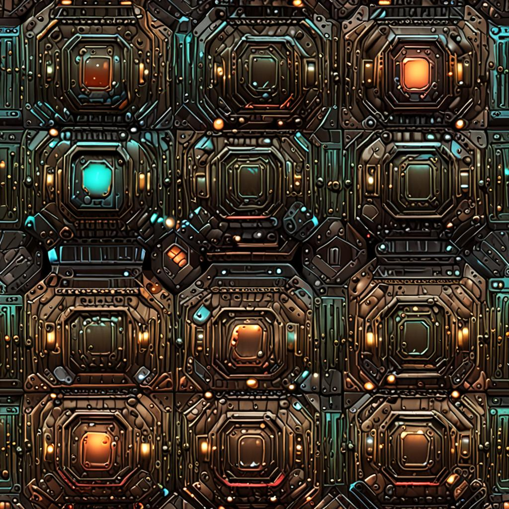 Neon-Lit Corroded Spaceship Hull With Fine Hexagonal Panel Seams Across The Surf Texture Pack