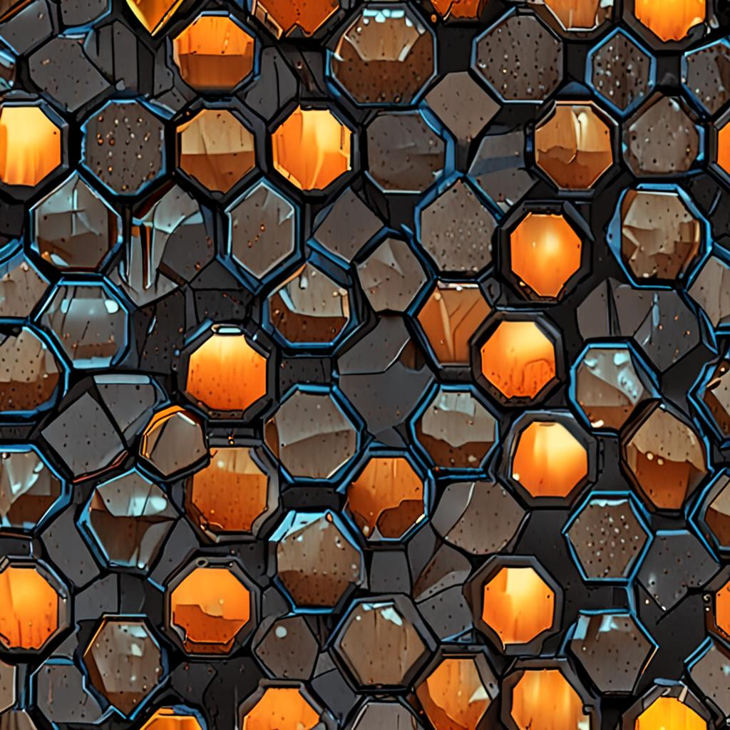 Futuristic Hexagonal Armor Plating, Brushed And A Subtle Pulsing Glow Along Embe Texture Pack