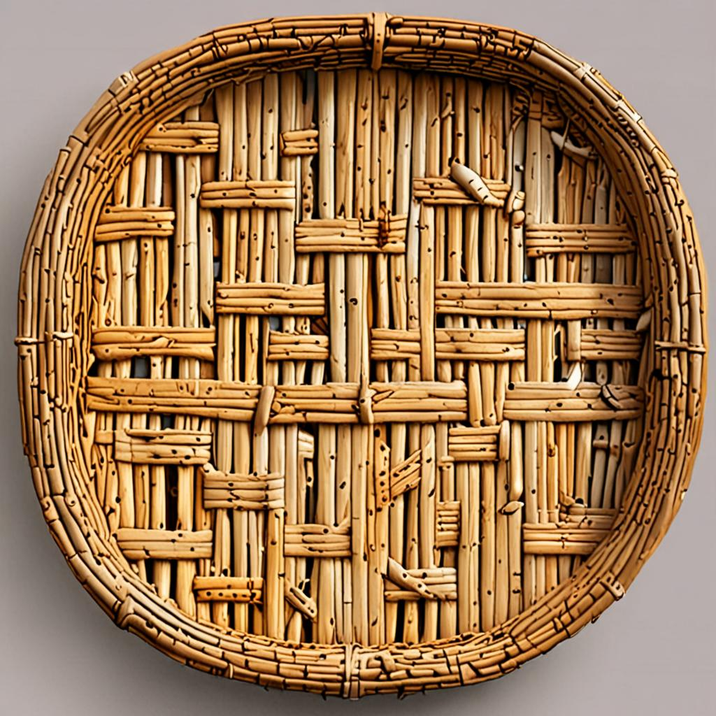 Coiled Bamboo Lattice Surface In An Artisan Basket Weaving Workshop, Scattered L Texture Pack