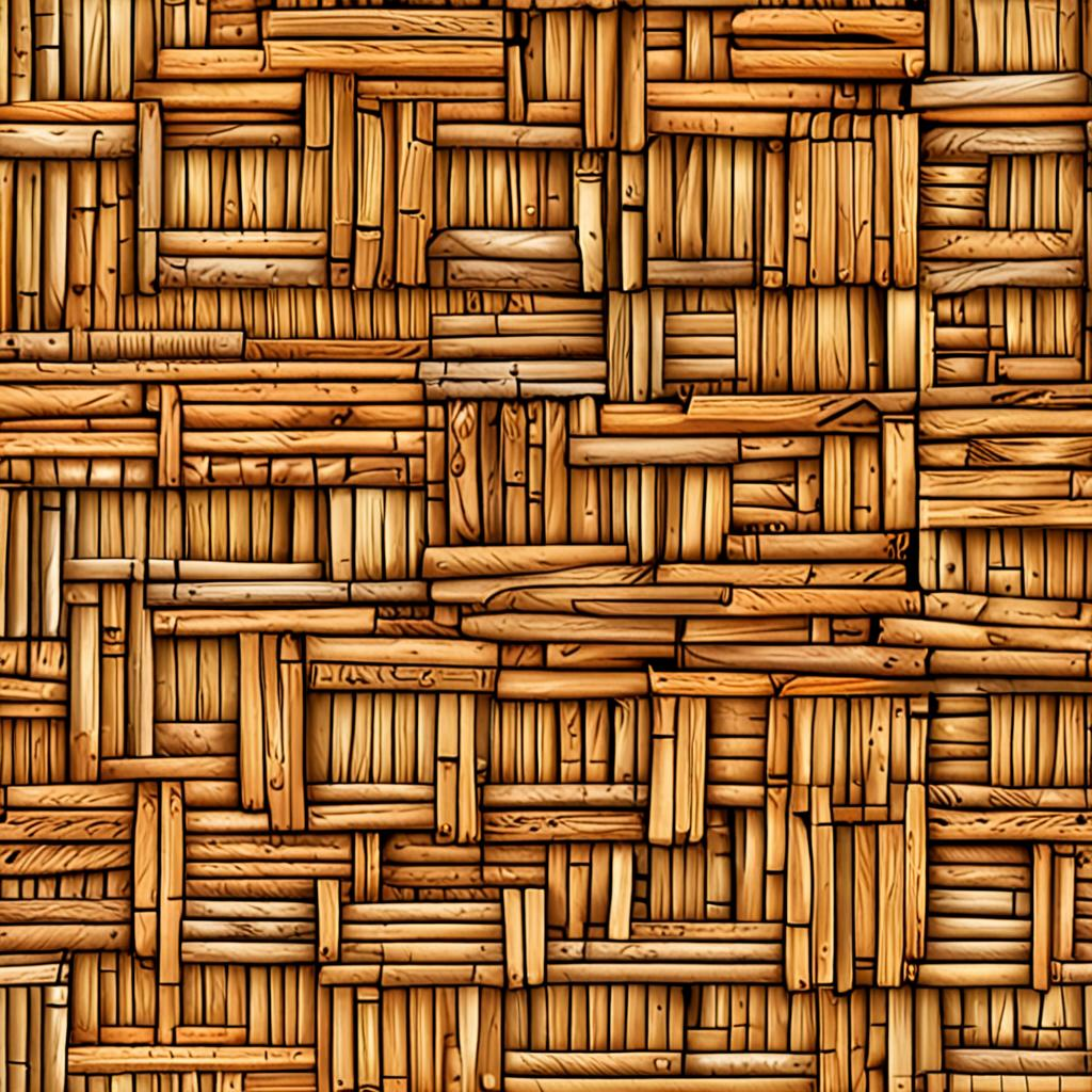 Close-Up Of Coiled Bamboo Lattice Surface, A Coarse Natural Texture Throughout, Texture Pack