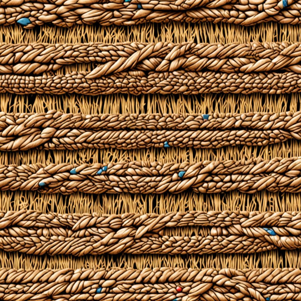Frayed Braided Jute Rope, Small Frayed Fibers Along The Edges, Scattered Loose F Texture Pack