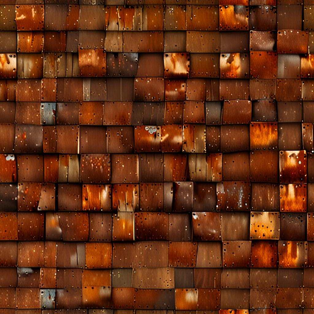 Rusted Patinated Copper Roofing, Peeling Paint Revealing Bare Metal Beneath Texture Pack