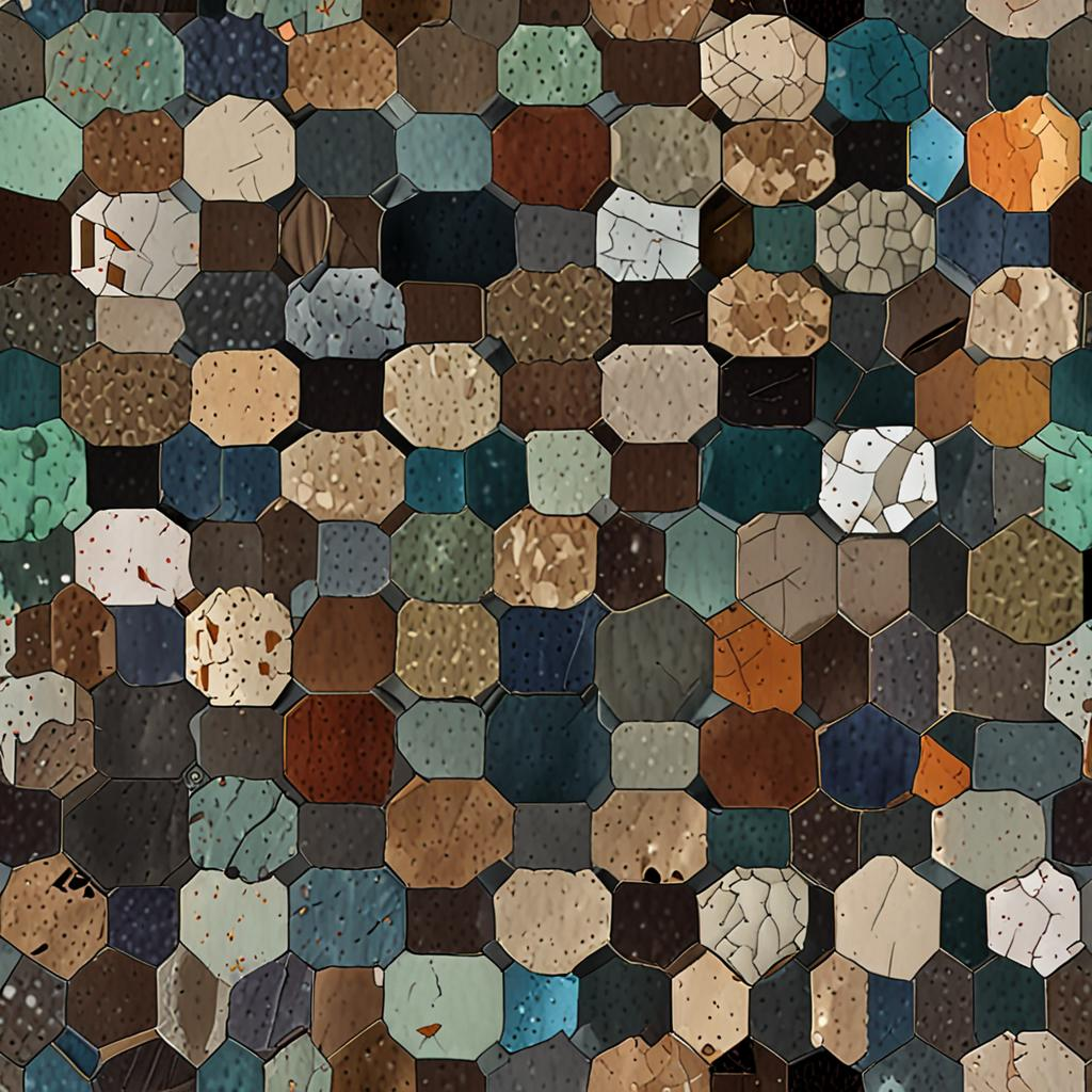 Weathered Hexagonal Mosaic Tile Floor, Efflorescence Bleeding Through The Mortar Texture Pack