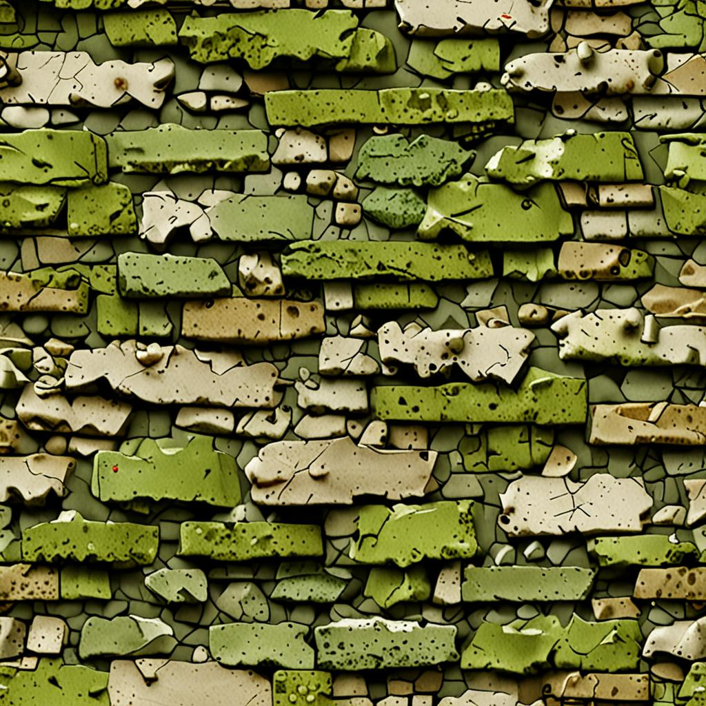 Flaking Textured Lime Plaster, Moss Creeping Along The Mortar Lines, Small Chunk Texture Pack
