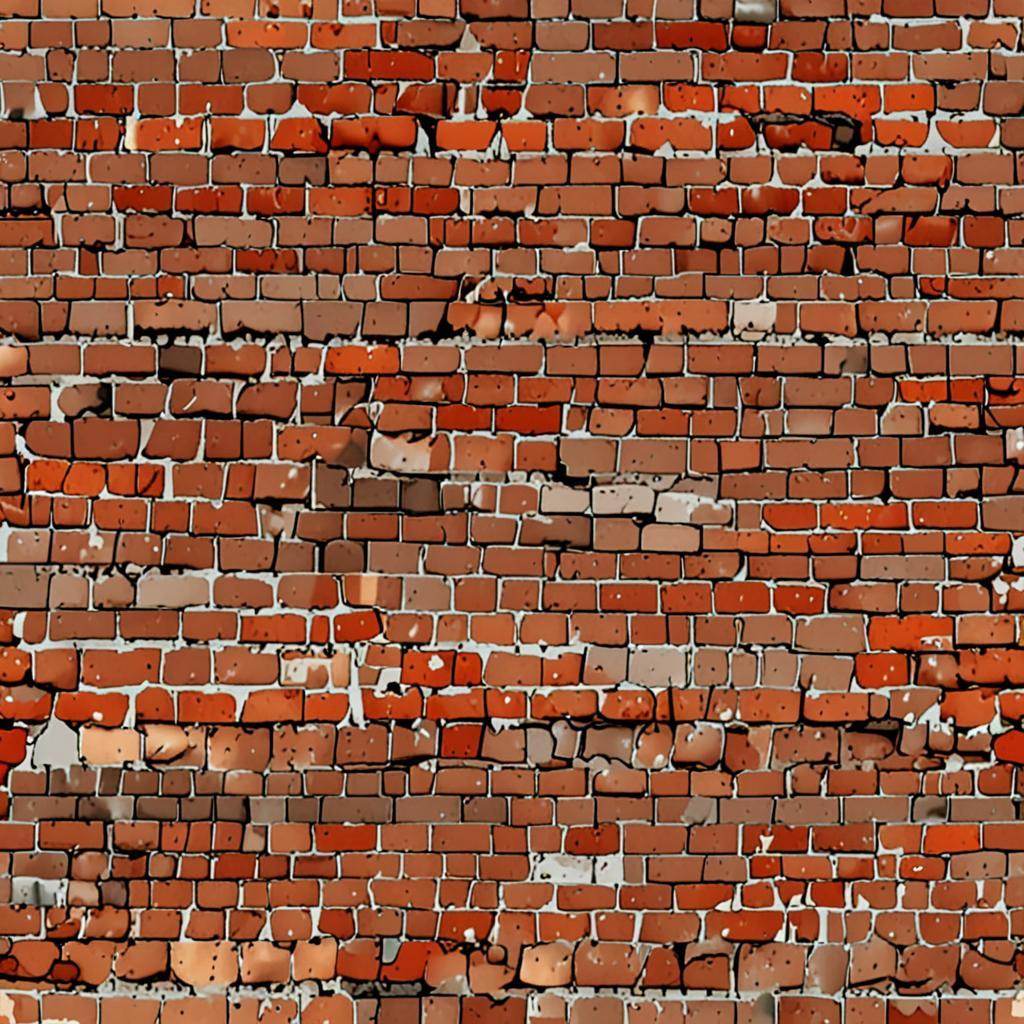 Crumbling Reclaimed Brick Facade, Moss Creeping Along The Mortar Lines, Faint Gr Texture Pack