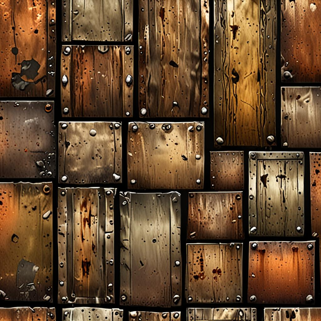 Tarnished Brushed Stainless Steel Plate, Grease Stains Around The Fasteners, Fai Texture Pack