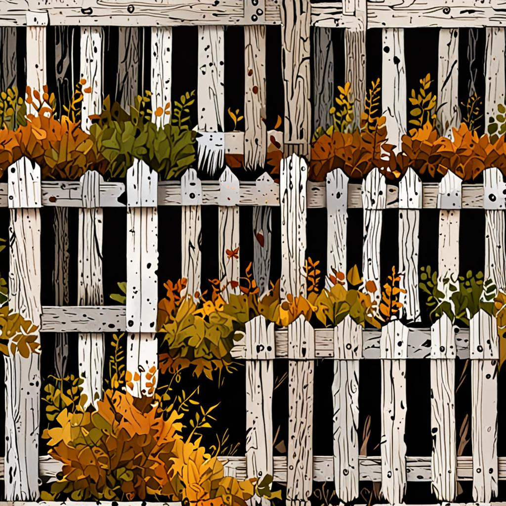 Weathered Painted Picket Fence In A Riverside Boardwalk, A Scattering Of Dry Lea Texture Pack