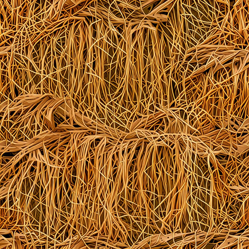 Close-Up Of Freshly Cut Dried Hay Bale Surface, Tangled Roots Breaking The Surfa Texture Pack