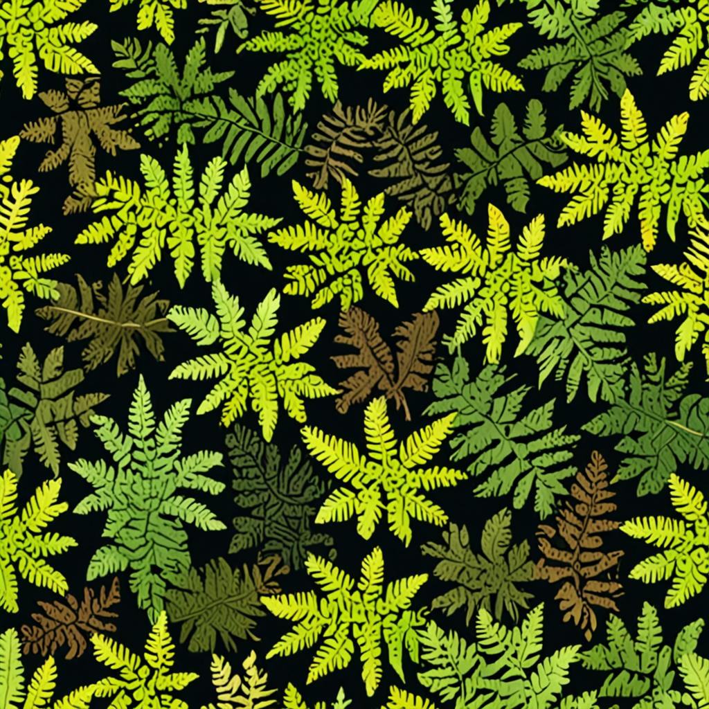 Freshly Cut Fern-Covered Forest Floor, Patches Of Pale Lichen Texture Pack