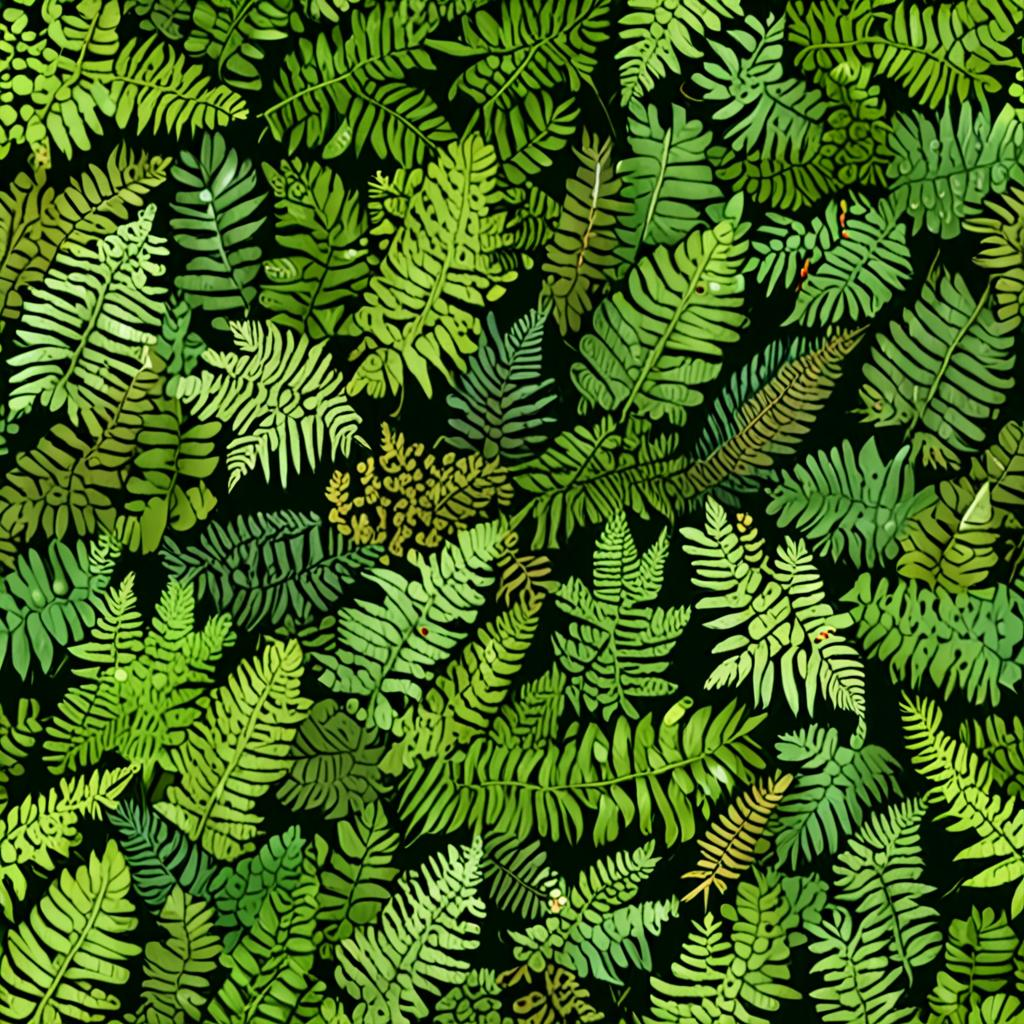 Fern-Covered Forest Floor Found In A Woodland Clearing, Freshly Cut, Dappled Sun Texture Pack