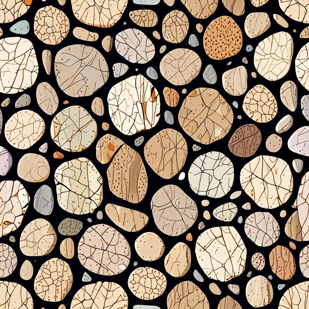 Cracked Dry Mudflat Found In A Dry Riverbed, Weathered, Scattered Loose Pebbles Texture Pack