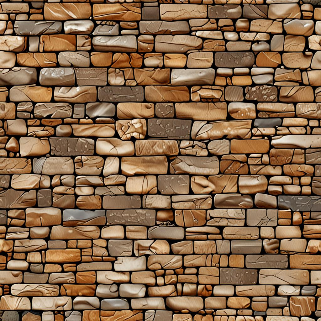 Sun-Bleached Rustic Dry-Stone Wall With Small Fractures Radiating Outward And Fi Texture Pack
