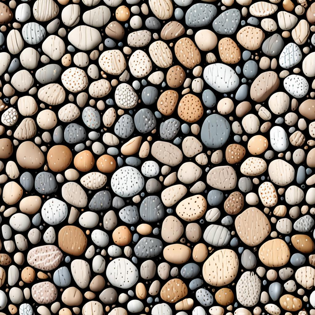 Close-Up Of Weathered Pebble Beach Shoreline, Patches Of Dry Cracked Mud, Small Texture Pack